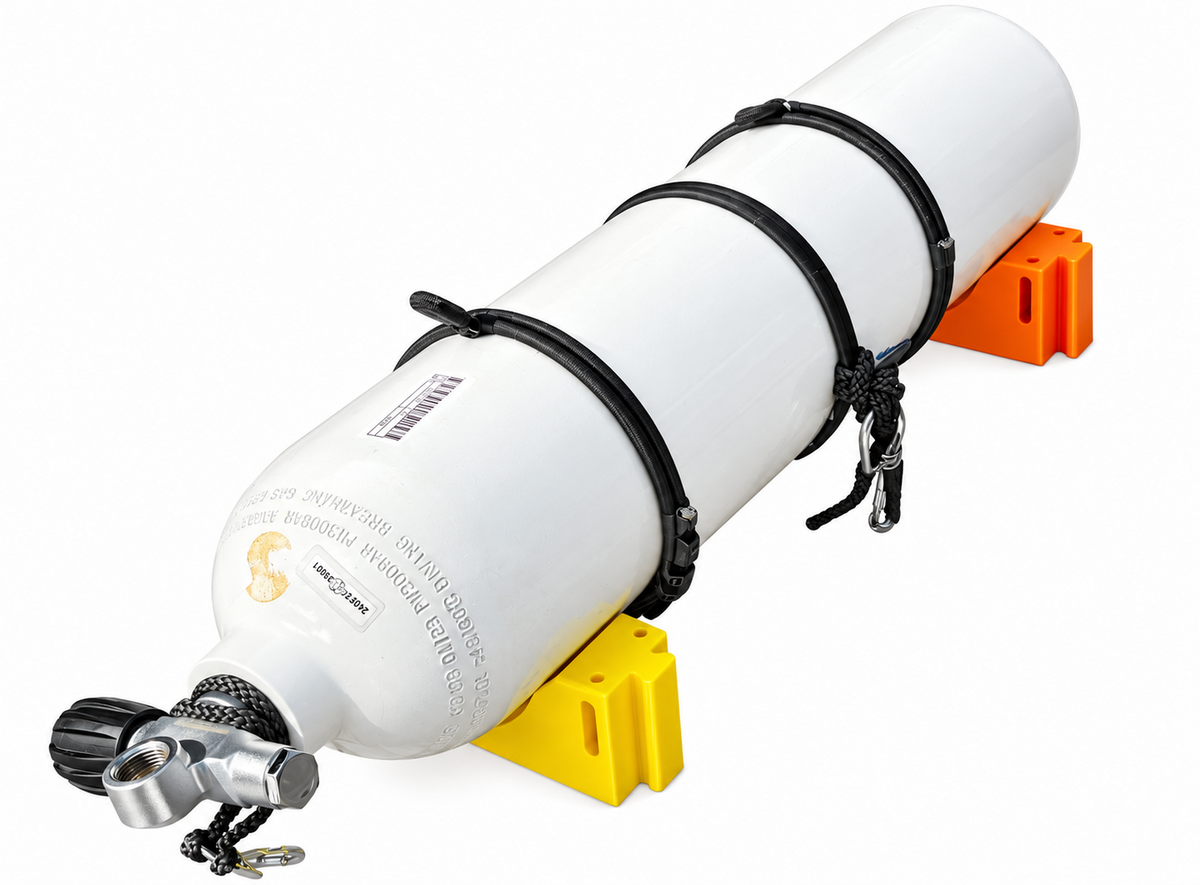 Tauchflaschenhalter für 7-Liter-Aluflaschen mit TPU-Auflage